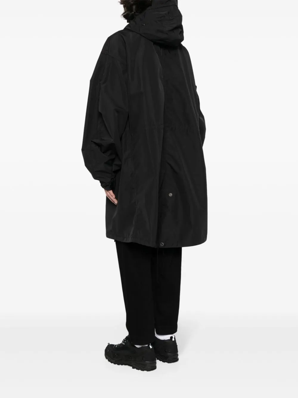 Drop-shoulder hooded parka coat<BR/><BR/><BR/>