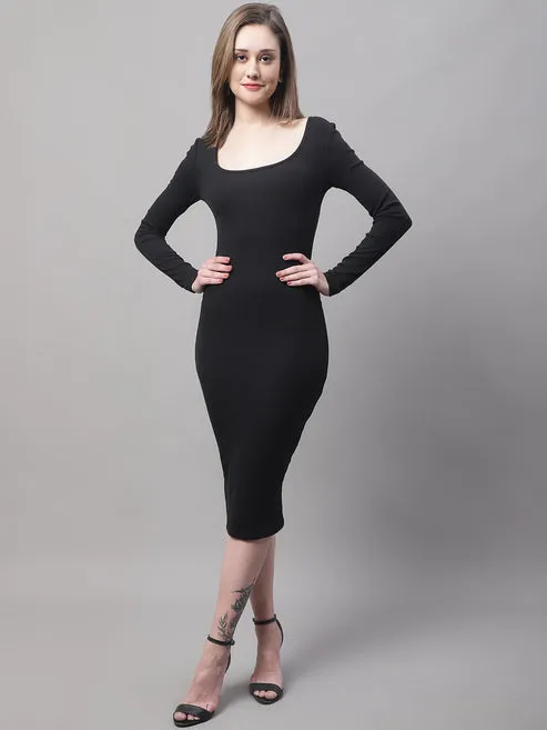Elegant Black Knee-Length Bodycon Dress