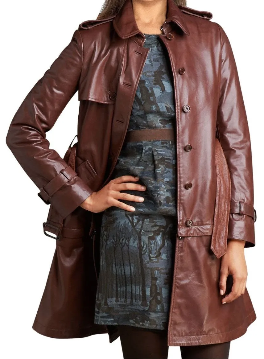 Long Real Leather Coat for Woman By TJS