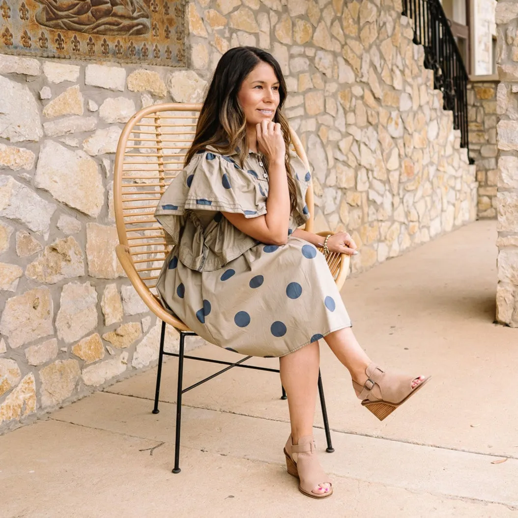 Penny Ruffle Sleeve Pintuck Polka Dot Mini Dress