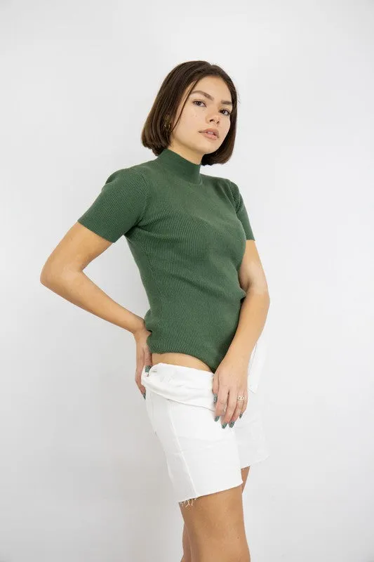 Short Sleeve Mock Neck Bodysuit