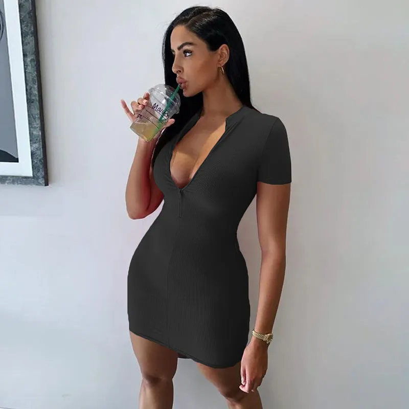 Sultry Ribbed Bodycon Mini Dress